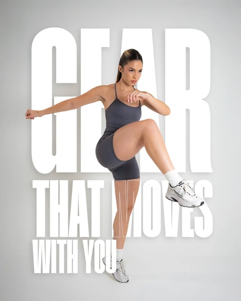 athletic dress, sport dress, workout dress, fitness dress, active dress, gym dress, exercise dress, brand awareness, modern typography, energetic, bold, neutral